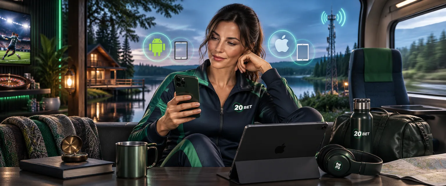 Adult woman in 20Bet sportswear — What Your Device Needs