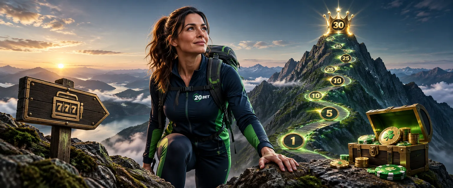 Adult woman in 20Bet sportswear — Thirty Levels, One Long Climb