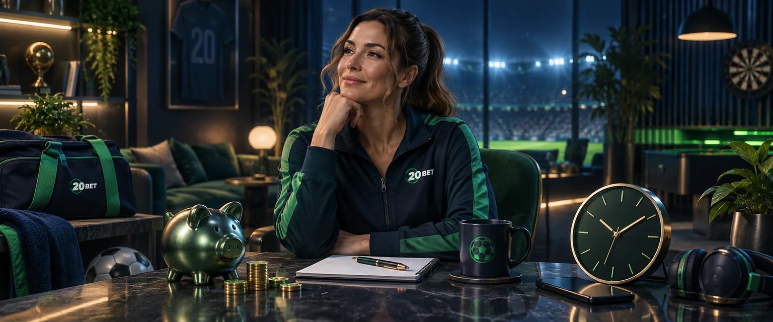 Adult woman in 20Bet sportswear — Play It Sensibly