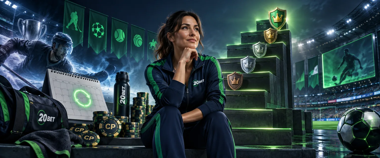 Adult woman in 20Bet sportswear — The Sports VIP Climb, Month by Month